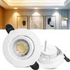 Laiebri Faretti LED da incasso, 230V, dimmerabili, 6W, IP44, diametro 68mm, orientabili a 38°, temperatura colore 3000K/4000K/6000K, per bagno, faretti piatti da incasso, Bianco, 1er
