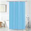 LUKDUNG Tenda da bagno in poliestere, 100 x 200 cm, anti muffa per bagno, tenda da doccia in tessuto, impermeabile, lavabile, con 7 ganci blu