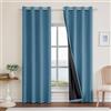 Ystyle Tende Oscuranti 100% Effetto Lino 2 Pezzi, 140x260cm, Tenda Oscurante da Interno con Occhielli, Tende per Interni Moderne per Camera da Letto e Soggiorno, Blu Lago