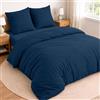 Twinzen Set Copripiumino Una Piazza e Mezza - 4 Pezzi - Copripiumino 240x220 cm, Lenzuolo con Angoli 140x190 cm, 2 Federe 65x65 cm - Microfibra Spazzolata, Oeko-Tex - Blu Scuro