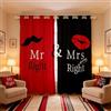 Loussiesd Mr Mrs Tenda nera rossa creativa finestra tenda amore uomo baffi donna labbra romantico tenda divertente bianco citazione per ragazzi ragazze amante coppia San Valentino per camera da letto soggiorno