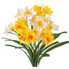LEIMEND 8 Pezzi Fiori Artificiali Narcisi Fiori Finti per Decorazioni Fiori Artificiali Bianco Giallo Fiori Finti da Esterno Adatto per la Decorazione di Esterni Balconi Interni Giardini