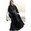 Catalonia Classy coperta in pile con maniche, micro peluche morbido visone coperta da indossare, soffice coperta, plaid maniche per uomini, donna, fidanzata, moglie, 185 x 130 cm, Regalo, Nero