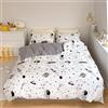 Lunoroey Set di biancheria da letto per letto singolo con tema spaziale, bianco, universo, pianeta, razzo e astronauta, copripiumino, cielo stellato, stampato, lussuoso, set di biancheria da letto morbido (1