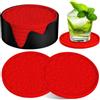AUAUY 6Pz Rotondi Isolanti Sottobicchieri, Sottobicchieri in Silicone-Rosso