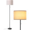 EDISHINE Lampada da Terra Soggiorno, Lampada Moderna con Paralume in Lino e Struttura in Metallo Nero, Luce Bianca Calda 2700K, Illuminazione LED E27 per Camera da Letto e Ufficio, 145 cm
