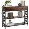 Relaxdays Console Relaxdays, Industriale, HLP: 80x100x30 cm, Metallo, MDF, consolle Slim con cassetto, Ingresso, Marrone/Nero