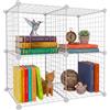 Relaxdays Scaffale modulare a 4 cubi, Incastro, Rete Metallica Bianca, HxLxP: 75x75x37 cm