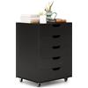 FANTASK Cassettiera con ruote e 5 cassetti, cassettiera mobile, cassettiera per ufficio, armadietto a rotelle, per casa, ufficio, colore nero