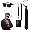 PHYNDR 5 Pezzi Accessori Agente Segreto, Costume Men In Black, Include Occhiali Da Sole, Cravatta, Tasche Per Biglietti Di Auguri E Caschi Finti, Per Giochi Di Ruolo