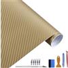 NewL Pellicola Vinile Auto Adesiva Carbonio 3D Oro 100 x 300 cm | Texture fibra di carbonio 3D, attrezzi installazione inclusi, canali scarico aria, estensibile, adatto per auto, moto, mobili