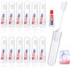 Cinsersr Set di 12 spazzolini da viaggio con dentifricio da viaggio, setole morbide per una pulizia accurata, spazzolino da viaggio pieghevole, ideale per viaggi, viaggi d'affari e campeggio