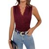 Kuukaas Body da donna sexy in pizzo floreale, trasparente, senza maniche, top Going Out Top, Bordeaux, S