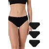 Lovable Slip Brasiliano in Microfibra e Pizzo | Confezione 3 Pezzi Mutande | Mutandine Morbide e Femminili | Intimo Lacy Micro Donna x3, Nero, S
