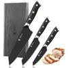 Wakoli Titanium Noir - Set di 3 coltelli da cucina in acciaio inox 5Cr15MoV con rivestimento in titanio, Kiritsuke 17 cm, coltello Kiritsuke piccolo 12 cm e coltello da ufficio 9 cm, con manico G10 e