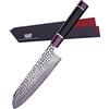 FINDKING Coltello Santoku 18cm Damasco Cucina con Custodia ABS Eternity | Acciaio Damasco 9Cr18MoV, manico ottagonale resina, Serie Eternity, stile giapponese, carne verdure frutta