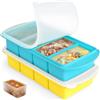 Dinhauyon Vassoio per congelatore in silicone, contenitore ghiaccio freezer, 2 pezzi stampo per congelatore in silicone da 1000 ml con coperchio, contenitore per la conservazione della zuppa a 4 scomparti