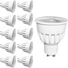 RunQiao Lampadina LED GU10 a risparmio energetico, 9 W, ad alta potenza, per soffitto equivalente a lampadine alogene da 90 W, AC 85-240 V, confezione da 10, bianco giorno, angolo di diffusione 9 W