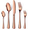 HONKKU Set di posate per 6 persone, 30 pezzi, oro rosa, con coltello, forchetta, cucchiaio, set di posate in acciaio inox lucidato a specchio, lavabile in lavastoviglie