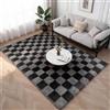 DASIAUTOEM Tappeto per soggiorno, 140 x 200 cm, a quadretti a pelo lungo, antiscivolo, lavabile, extra grande, per camera da letto, cameretta dei bambini, sala da pranzo, soggiorno in tepish (grigio