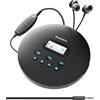 Oakcastle Lettore CD portatile ricaricabile con Bluetooth 5.3 | Lettore CD da auto con ingresso AUX, 12 ore di riproduzione, funzione anti-salto, USB-C e cuffie incluse | CD/CD-R/MP3 | Oakcastle CD100