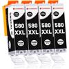 Clywenss PGI-580XXL PGBK Cartucce d'inchiostro Compatibili con Canon 580 580XXL Nero per Pixma TR7550 TR8550 TS9550 TS6150 TR8500 TS6151 TS6250 TS6251 TS6350 TS6351 TS8250 TS8251 Cartuccia, 4-Pezzi