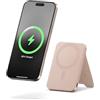 SATECHI OntheGo™ Power Bank MagSafe 5000mAh, Batteria Esterna Qi2 con Supporto Integrato e Ricarica Rapida 15W per iPhone, Android - Rosa