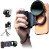 JJC Phone Variable ND2-128 (7 Stop) ND Filter, adattatore filtro magnetico, Handgirp - Kit 3 in 1 per iPhone 17 Pro Max/16 Pro Max/15 Pro Max/14 Pro Max, filtri a densità neutra per impugnatura del