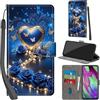 PHINIENLAND Cover per Samsung Galaxy A40 custodia portafoglio Cuore | 3 scomparti carte, 1 tasca banconote, Chiusura magnetica, Supporto, Pelle PU flip cover per Samsung A40