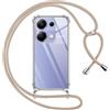 Pnakqil Cover per Xiaomi Redmi Note 13 Pro 4G con Cordino, Trasparente Custodia con Laccio Tracolla Cellulare Girocollo Collana Protettiva per Redmi Note 13 Pro 4G 6.67 Pollic, Khaki