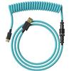 Ranked Cavo Coiled | Cavo Intrecciato a Doppia Guaina Fatto a Mano | USB Tipo C ad A | Connettore Aviator a 5 Pin per Tastiera da Gioco Meccanica Custom | Supporta la Ricarica Rapida 20W (Blu Ranked)