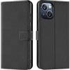 Verco Custodia a libro per iPhone 15 [6,1 pollici] [funzione carte di credito/leggio], colore nero