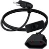 YINGAYOU Prolunga Elettrica Europea con Interruttore 2.5A 250V 625W 90 Gradi Cavo Prolunga Elettrica con Interruttore 2x0.75 mm², per Elettrodomestici, Lampada, TV (Nero, 1.5 m)