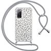 ZhuoFan Custodia con Cordino per Samsung S20 FE/S20 Lite/S20 Fan Edition 6,5, Trasparente Aesthetic Modello Leopardo Disegni Cover con Collana Grigio Antiurto Case Cellulare Girocollo Femmina, 04