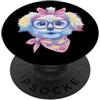 Kawaii Whimsical Pastel Puppy Face Graph Morbido ritratto di cane amante dei cani grafico occhiali rosa fiocco cucciolo PopSockets PopGrip Adesivo