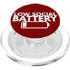 Next Level Play Designs Batteria sociale bassa divertente citazione introversa Design minimale PopSockets PopGrip per MagSafe