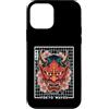TOKYO WAVES Oni Mask Designs Custodia per iPhone 12 mini Hannya Oni Grid Devil Yokai - Maschera da tatuaggio giapponese con diavolo