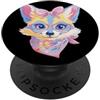 Kawaii Whimsical Pastel Woodland Face Gr Cute Fox ritratto amante degli animali grafico rosa occhiali fiocco PopSockets PopGrip Adesivo