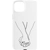 one line art one line drawing line penci Custodia per iPhone 15 Plus Disegno a una linea: mani intrecciate