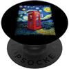 Red Telephone Box Starry Night British I Cabina telefonica rossa Notte stellata iconica britannica PopSockets PopGrip Adesivo