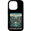 Charlotte Travel Art Studio Custodia per iPhone 14 Pro Arte vintage retrò dello skyline della Carolina del Nord di Charlotte