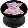 Whimsical Pastel Barnyard Animal Graphic Pink Pig - Sciarpa invernale con fiocchi di neve, motivo floreale, colore: Blu PopSockets PopGrip Adesivo