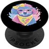 Kawaii Whimsical Pastel Puppy Face Graph Blue Poodle Portrait Dog Lover Graphic Occhiali Rosa Giallo PopSockets PopGrip Adesivo