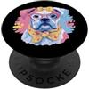 Pastel Whimsy Pet Fan Character Graphics Blu Bulldog Girly Ritratto Animale Amante Grafica Rosa Giallo PopSockets PopGrip Adesivo