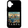 Tampa Travel Art Studio Custodia per iPhone 16 Plus Tampa Florida Retro Vintage Skyline Bay Waterfront Tramonto
