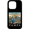 Tampa Travel Art Studio Custodia per iPhone 15 Pro Tampa Florida Retro Vintage Skyline Bay Waterfront Tramonto