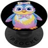 Kawaii Whimsical Pastel Winter Bird Grap Blue Penguin Portrait Animal Lover Graphic Occhiali rosa PopSockets PopGrip Adesivo