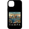 Tampa Travel Art Studio Custodia per iPhone 14 Plus Tampa Florida Retro Vintage Skyline Bay Waterfront Tramonto