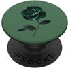 Green Rose Designs Rose verde smeraldo verde scuro foglia di tè botanico fiori rose amante PopSockets PopGrip Adesivo