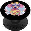 Whimsical Small Canine Face Studio Graph Bassotto Blu Ritratto Floreale Amante Del Cane Grafica Rosa Giallo PopSockets PopGrip Adesivo